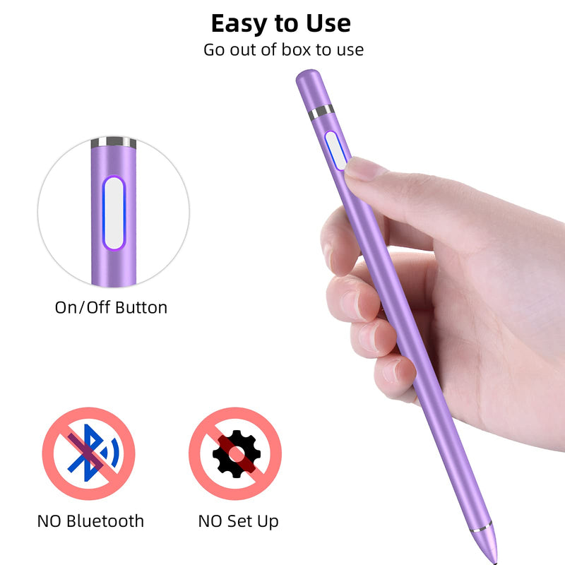 [Australia - AusPower] - Stylus Pens for Touch Screens, Fine Point Stylist Pen Pencil Compatible with iPhone iPad Pro Air Mini and Other Tablets (Purple) 