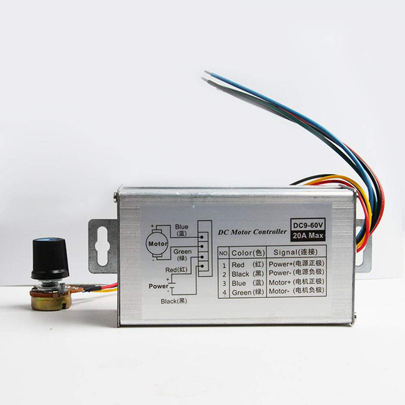 [Australia - AusPower] - Wixine 1Pcs 12V 24V Max 20A PWM DC Motor Stepless Variable Speed Control Controller Switch 