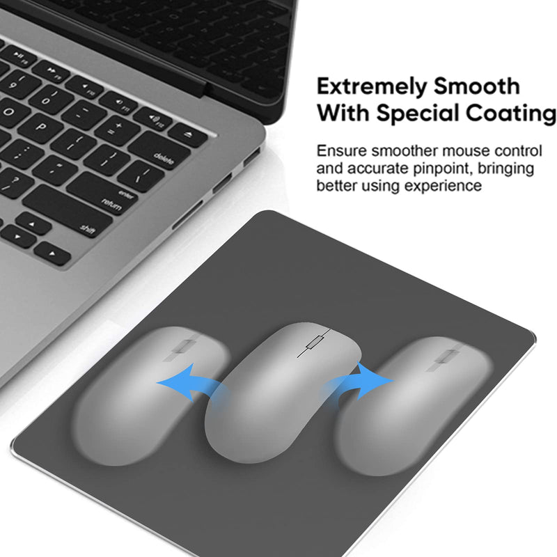 [Australia - AusPower] - HONKID Metal Aluminum Mouse Pad, Office and Gaming Thin Hard Mouse Mat Double Sided Waterproof Fast and Accurate Control Mousepad for Laptop, Computer and PC,9.05"x7.08", Black 9.05 X 7.08 inch 