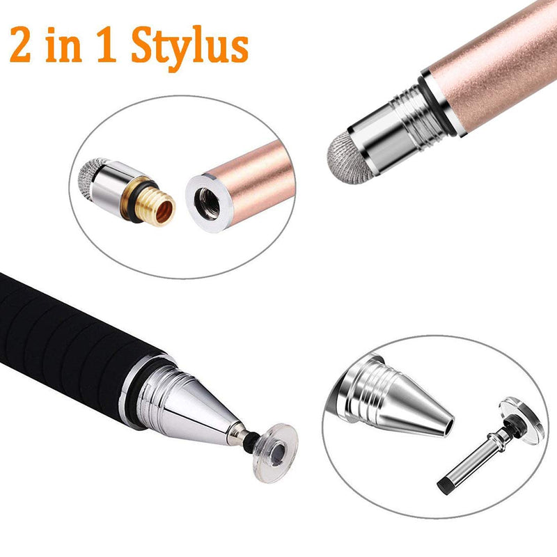 [Australia - AusPower] - Mixoo Capacitive Stylus Pen, Disc & Fiber Tip 2 in 1 Series, High Sensitivity and Precision, Universal for ipad, iPhone, Tablets and Other Touch Screens, Model: Rose Gold 
