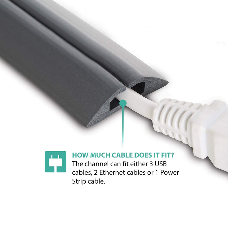 [Australia - AusPower] - UT Wire UTW-CPM5-GY Compact Cord Protector with Single Channel, 5', Grey Gray 1 Pack 