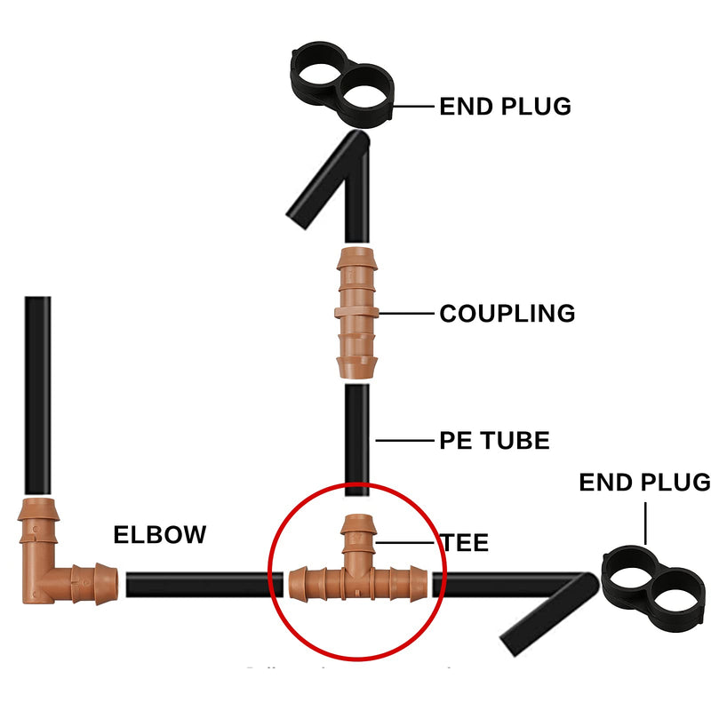 [Australia - AusPower] - iMopo 21-Pack Drip Irrigation Universal Barbed Tee Fitting, Barbed Connectors for 1/2" Drip Tubing 21P-Tee 