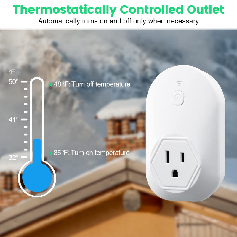 [Australia - AusPower] - Thermostatically Controlled Outlet, Plug-in Freeze Protection Thermostat for 120V Pipe Heating Cables, Automatically Turn On at 35°F and Off at 48°F 