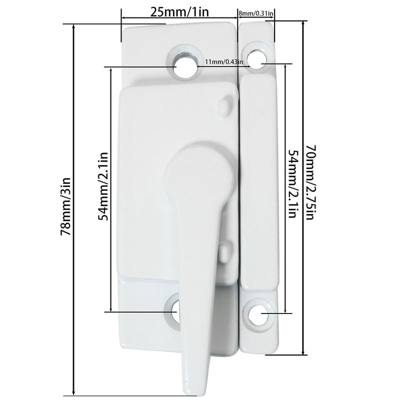 [Australia - AusPower] - XGNG 4PCS White Solid Metal Vinyl Window Sash Locks Window Sash Locks and Keeper for Vertical and Horizontal Sliding Windows Double Hung Window Latch Lock Replacement Security 