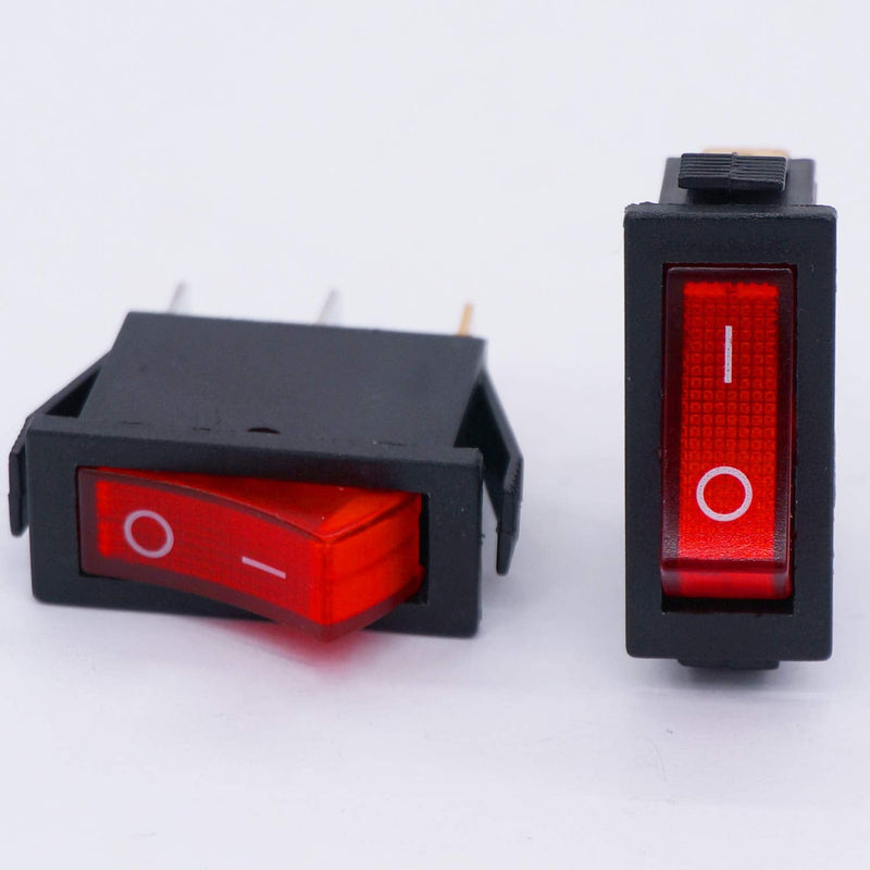 [Australia - AusPower] - TWTADE / 8Pcs Red Light Illuminated On/Off SPST 3 Pin 2 Position Mini Lighted Boat Rocker Switch Car Auto Boat Rocker Toggle Switch Snap AC 250V/16A, 125V/20A KCD3-101N-R 