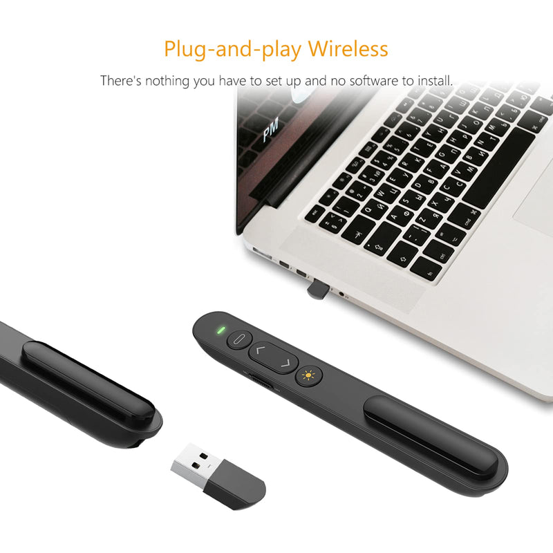 [Australia - AusPower] - Wireless Presenter, 2.4GHz USB Control Presentation PPT PowerPoint Clicker for Mac, Keynote, Laptop, Google Slides - Support Hyperlink and Volume Control (red) 