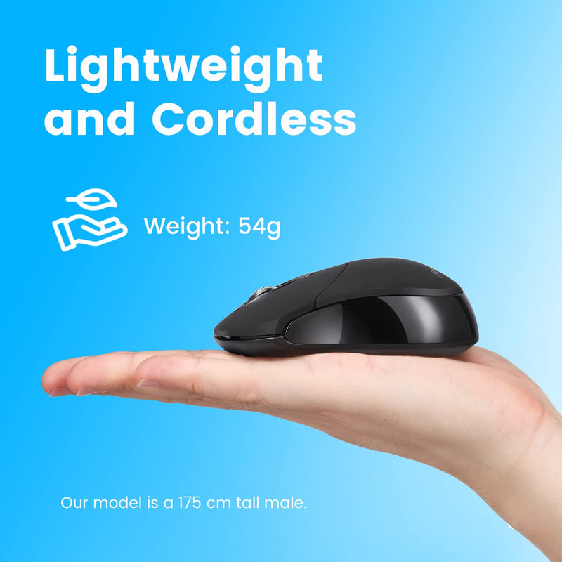 [Australia - AusPower] - Perixx PERIMICE-802B Wireless Bluetooth Mouse - Portable Design for Windows, iOS, and Android Tablet - Black Rubber Black 