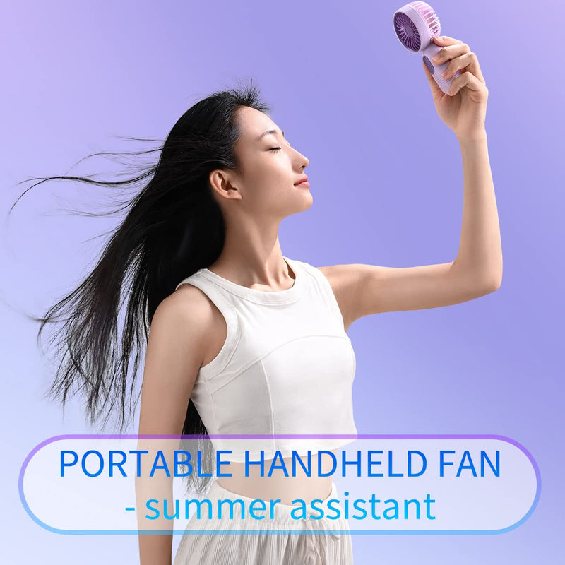[Australia - AusPower] - VanSmaGo 3Packs Portable Handheld Mini Fan, USB Rechargeable Personal Fan, Battery Operated Small neck Fan with 3 Speeds for Travel/camping/Outdoor/Home/Office (Pink+Blue+Purple) Pink+Blue+Purple 