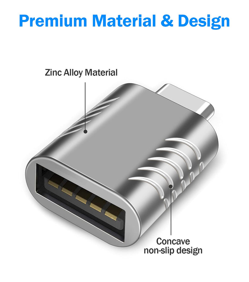 [Australia - AusPower] - USB C to USB 3.0 Adapter Compatible for MacBook Pro / Air, 2 Pack OTG USB C Female to USB Male Adapter for MacBook 2020, High-Speed Data Transfer OTG Adapter, Grey 