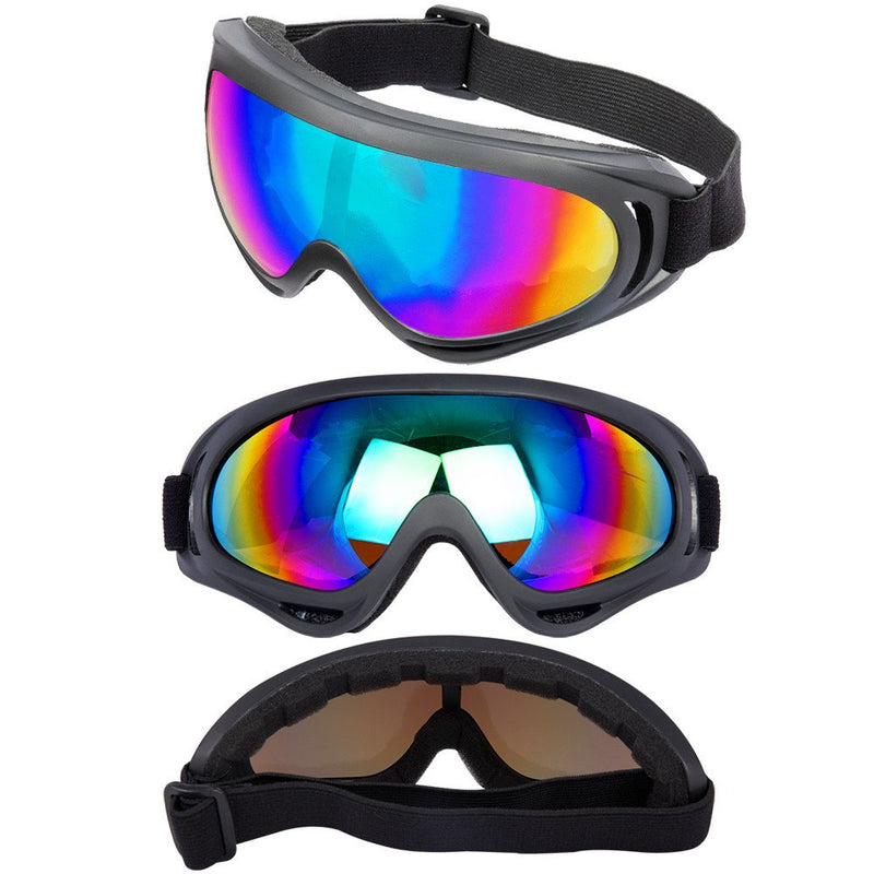 [Australia - AusPower] - LJDJ Ski Goggles, Pack of 4 - Snowboard Motorcycle Goggles Tactical Combat Military Glasses Black+white+pink+blue Frame/Colorful Lens 