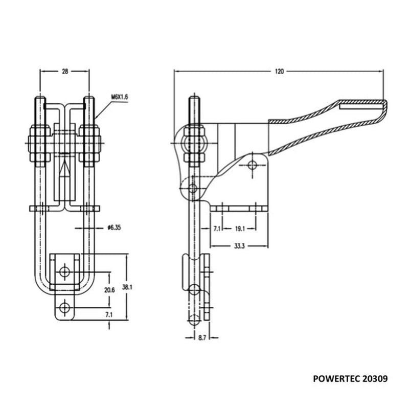 [Australia - AusPower] - POWERTEC 20309 Vertical Latch Action Toggle Clamp, 1000 lbs Capacity, Number 334, Red 