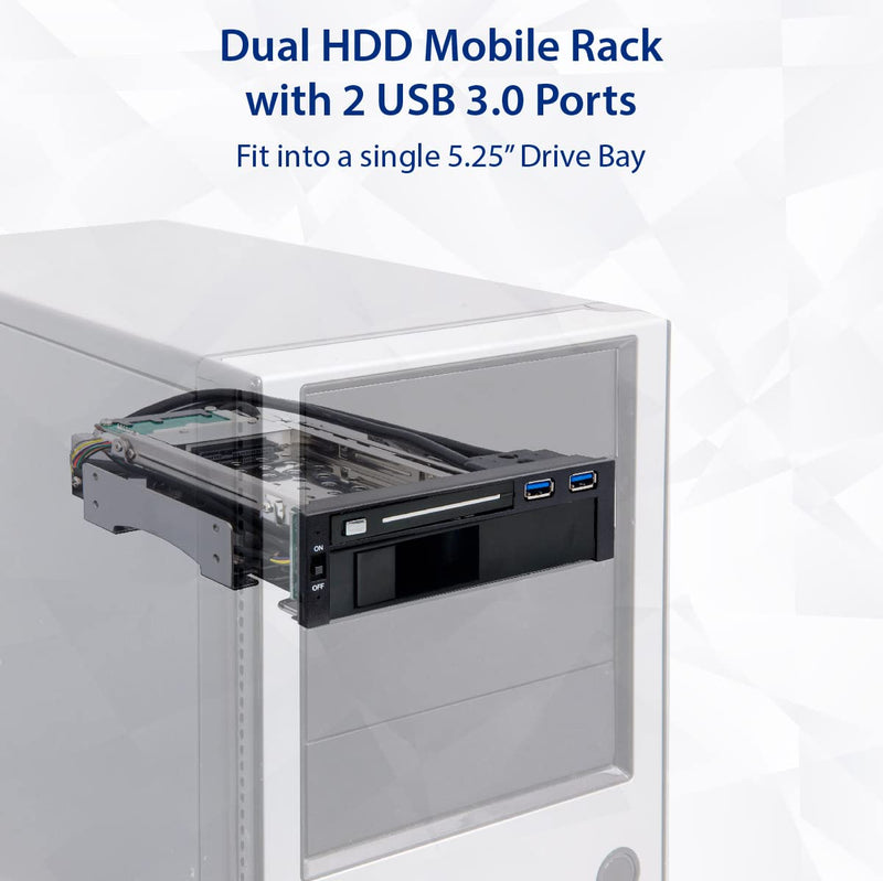 [Australia - AusPower] - Syba SY-MRA55006 5.25" Bay Tray Less Mobile Rack for 3.5" and 2.5" Sata III HDD with Extra 2 Port USB 3.0, Black/White 