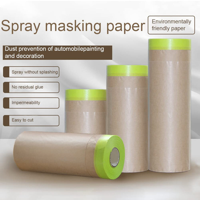 [Australia - AusPower] - QWLWBU Masking Paper for Painting,Tape and Drape Painters Paper,Automotive Paint Paper Roll with Tape,6/12/18 x 50 feet 3 Assorted Paint Masking Paper for Car and Auto Body 50 feet x11.81inch Khaki 