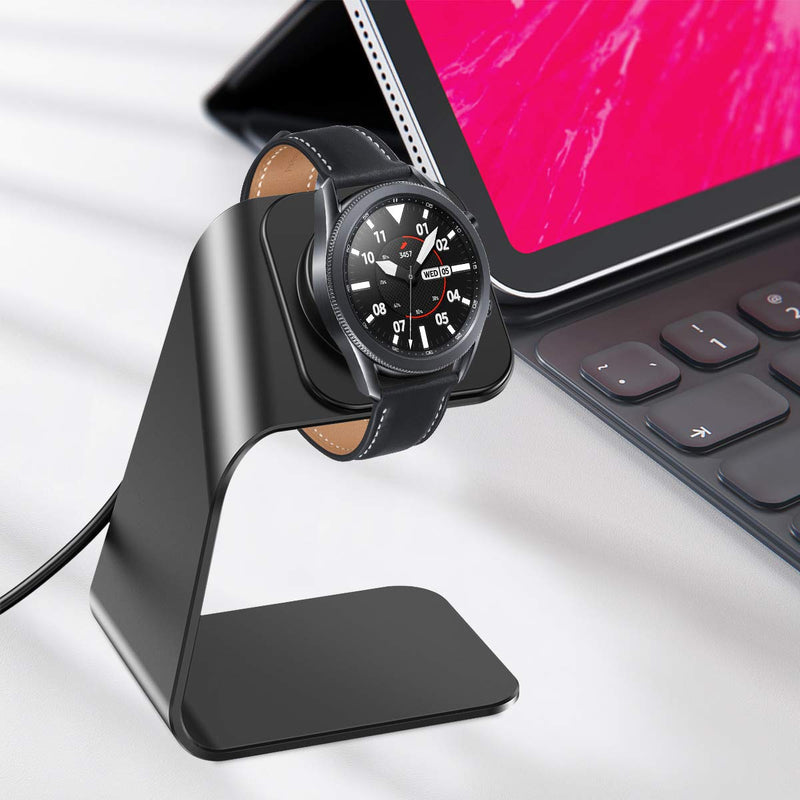 [Australia - AusPower] - NANW Charger Dock Compatible with Samsung Galaxy Watch 4/Watch 4 Classic/Watch 3/Active 2 /Active, USB Replacement Charging Cable Dock Stand Station Base Accessories for Galaxy Watch 4,Black Black 