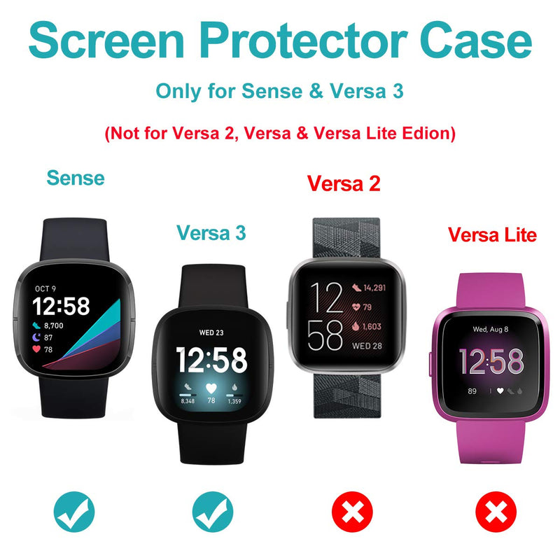 [Australia - AusPower] - EZCO 3-Pack Screen Protector Case Compatible with Fitbit Versa 3 / Sense, Waterproof Soft TPU Full Coverage Protective Cover Bumper Women Man for Versa 3 Smart Watch Black/Rose Gold/Clear 