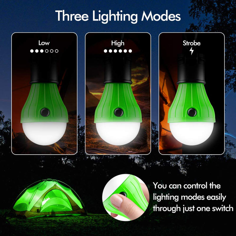 [Australia - AusPower] - FLY2SKY Tent Lamp Portable LED Tent Light 4 Packs Clip Hook Hurricane Emergency Lights LED Camping Light Bulb Camping Tent Lantern Bulb for Camping Hiking Fishing Outage B-CLOSED-HOOK 