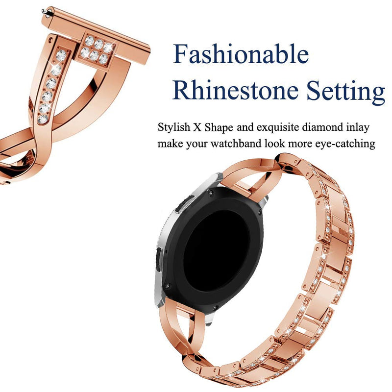 [Australia - AusPower] - YOFUNTLE Compatible for Samsung Galaxy Watch 46mm/Gear S3 Bands,Women 22mm Metal Alloy Bracelet Strap Replacement Wristband for Samsung Galaxy Watch 46mm,Gear S3 Classic/Frontier (Dark Rose Gold) Dark Rose Gold 