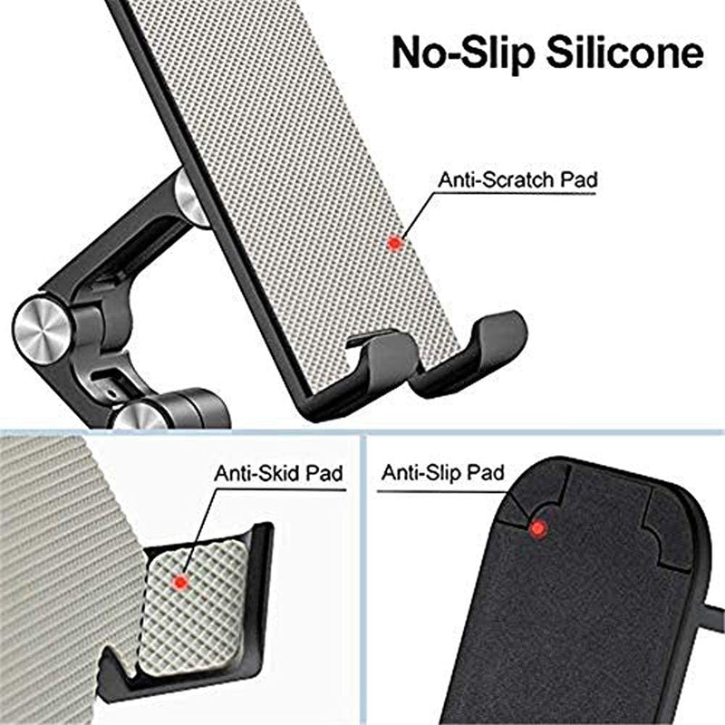 [Australia - AusPower] - OCYCLONE Cell Phone Stand, Angle Height Adjustable iPhone Stand for Desk, Foldable Cell Phone Holder iPad Tablet Stand Compatible with 4"-12.9" iPhone 11 12 13 Pro Max XR SE/iPad/Kindle/Tablet - Black 