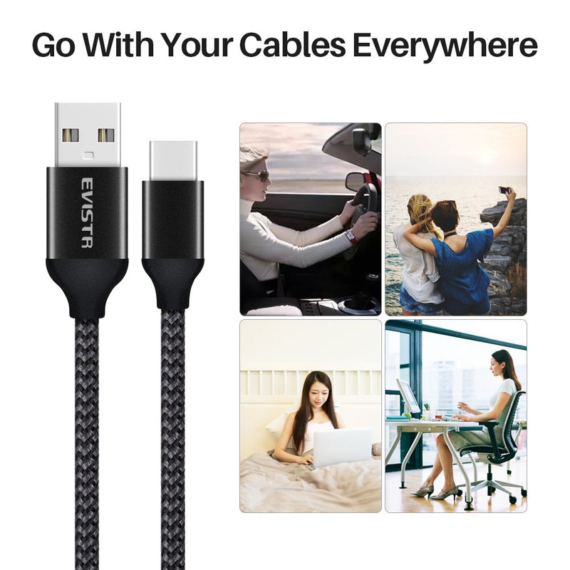 [Australia - AusPower] - USB Type C Cable - EVISTR 3PACK 10FT Charging Cable for Smartphones, Nylon Braid USB C Charger Sync Data Cord Compatible with Samsung Galaxy S9 S8 Note 8,LG V30, Nintendo Switch and More 