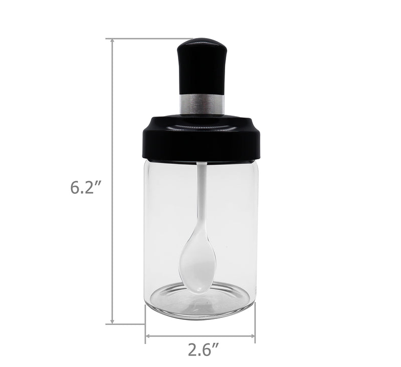 [Australia - AusPower] - Excelity Condiment Pots with Spoon and Lid Clear Glass Containers Jars for Storing and Dispensing Spice Salt Sugar Pepper 