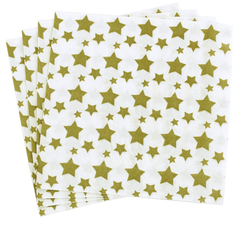 [Australia - AusPower] - Gold Star Luncheon Napkins Paper Decorative Print 6.5 Inch Napkin Disposable for Lunch Party, Dinner Buffet, Wedding & Birthday Parties & New Years Eve Celebration Decoration 40 Count gold 