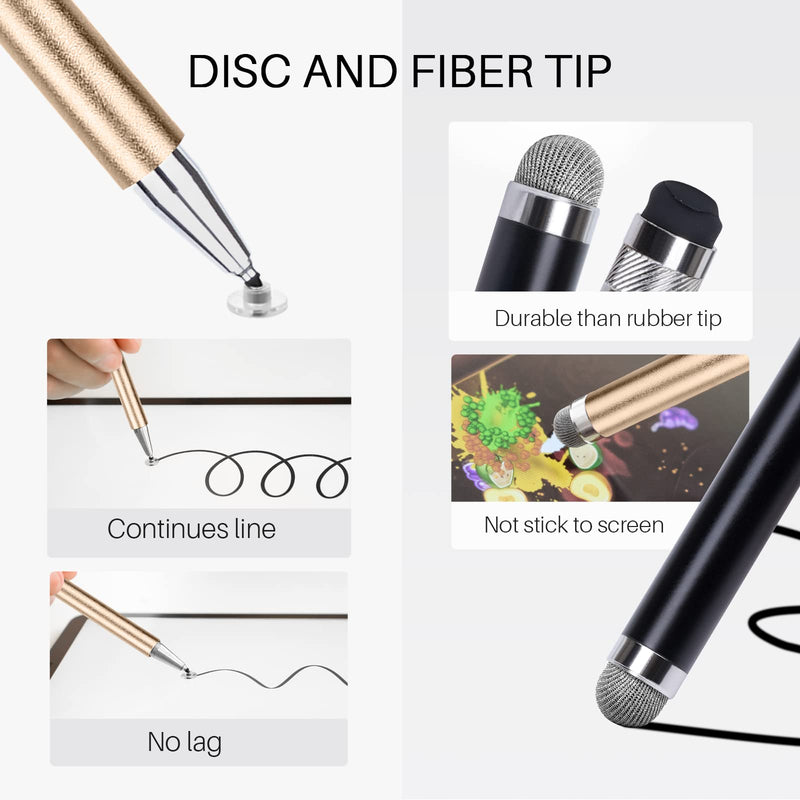 [Australia - AusPower] - Stylus for iPad (3 Pcs), Abiarst Touch Screens Stylus Pens Disc & Fiber Tip for Apple/iPhone/Ipad pro/Mini/Air/Android/Microsoft/Surface All Capacitive Touch Screens (3-Pack (Black/Silver/Champagne)) 3-Pack (Black/Silver/Champagne) 