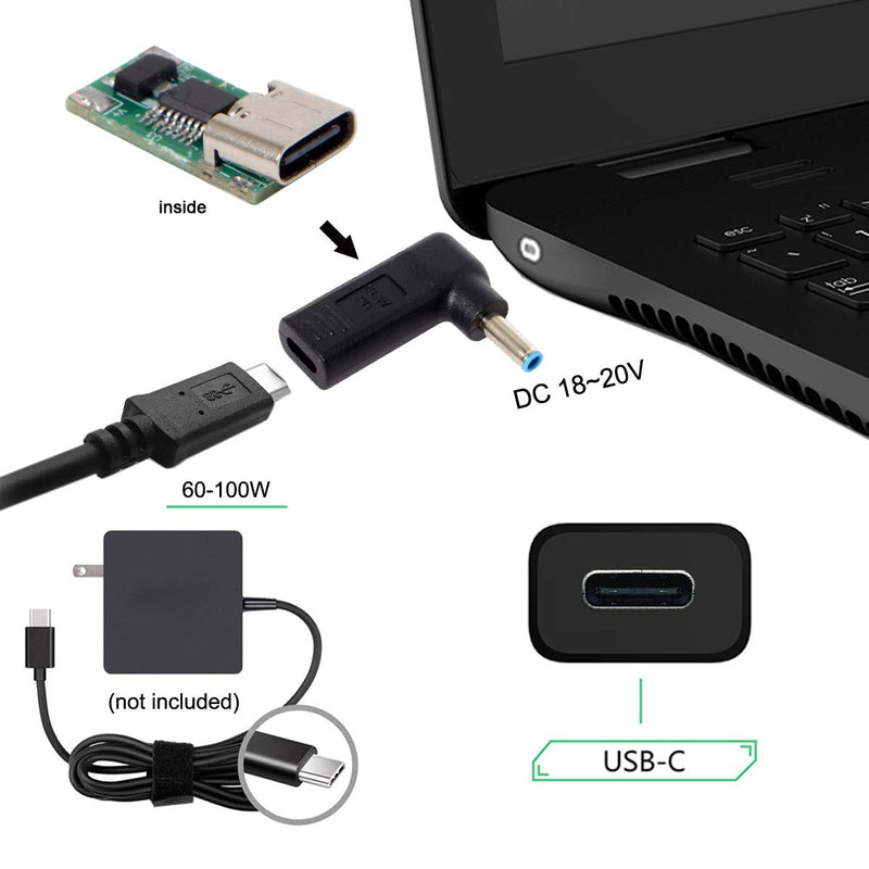 [Australia - AusPower] - CY USB 3.1 Type C USB-C to DC 4.5mmx3.0mm Adapter Emulator Trigger 90 Degree Angled 