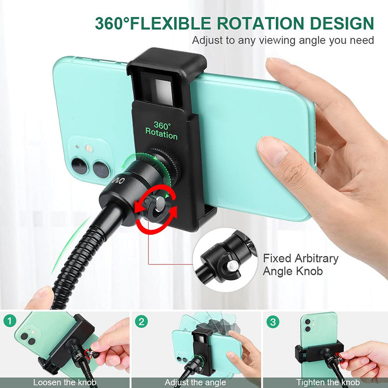 [Australia - AusPower] - Adjustable Gooseneck Cellphone Holder,Overhead Phone Mount,Table Top Teaching Online Stand for Live Streaming and Online Video and Food Crafting Demo Drawing Sketching Recording AA-Black 