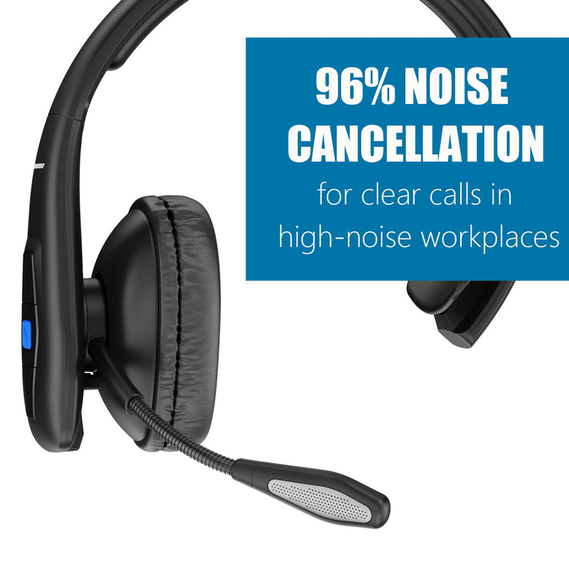 [Australia - AusPower] - Trucker Bluetooth Headset V5.1, CVC8.0 Dual Microphone Noise Cancelling & 35Hrs HD Talktime Hands-Free Wireless Headset, Bluetooth Headphones with Mute Button for Cell Phones Business Home Driver 