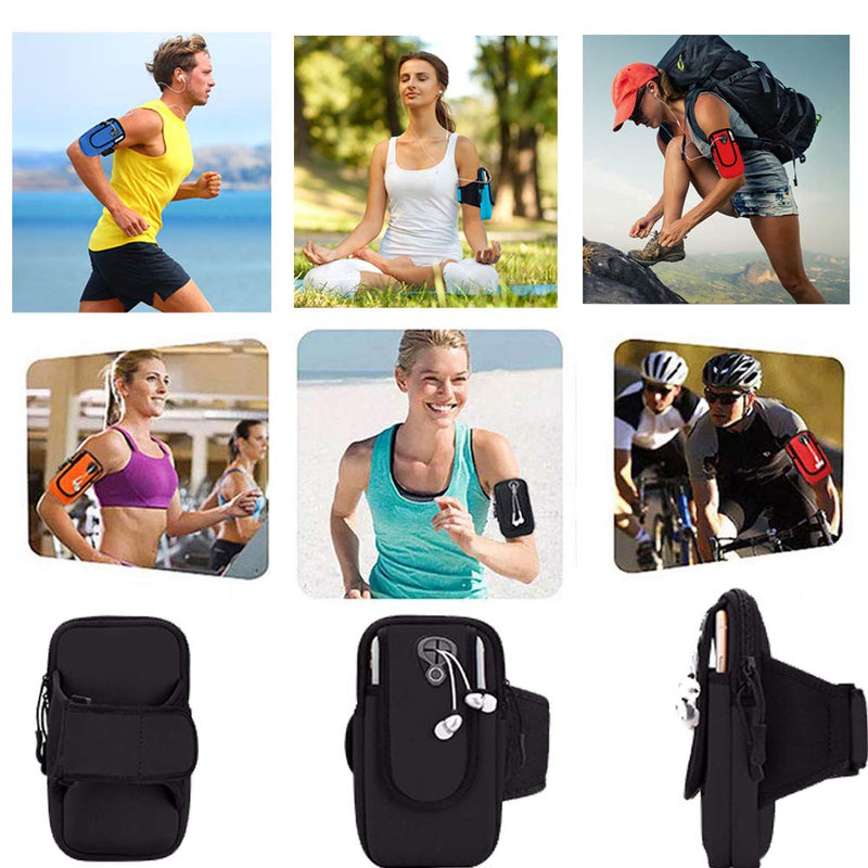 [Australia - AusPower] - FEimaX Running Armband, Waterproof Running Gym Exercise Sportband with Key Holder & Card Slot, Phone Holder for iPhone 11Pro/11/XS/X/8/7/6, Adjustable Arm Band for Jogging, Hiking, Workouts Black 