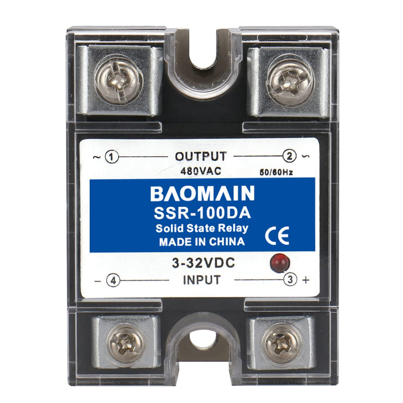 [Australia - AusPower] - Baomain Solid State Relay Module SSR-100DA 100A 3-32VDC / 480VAC DC to AC Resistance Regulator 