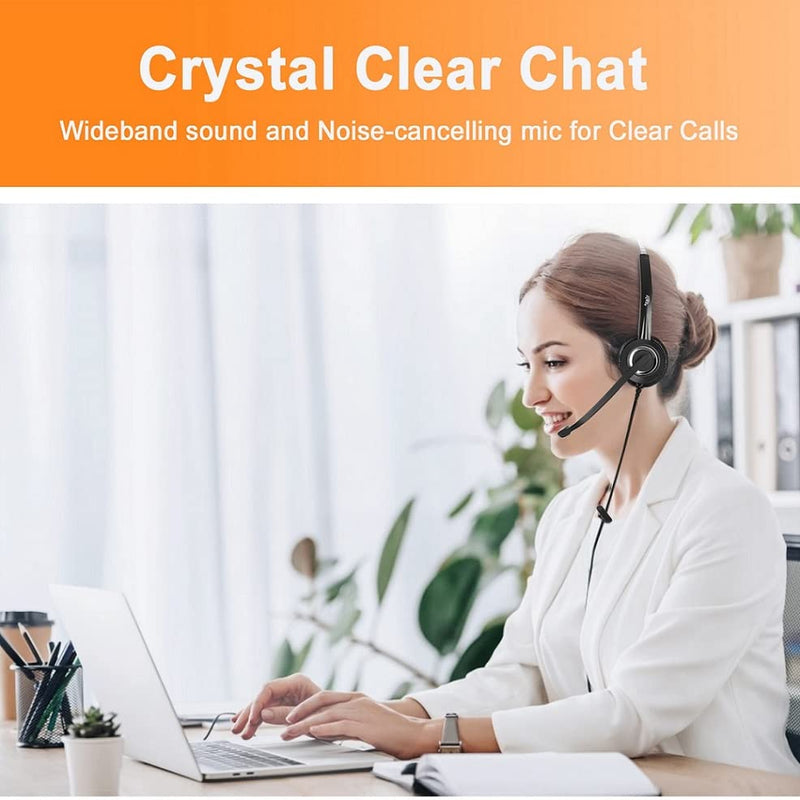 [Australia - AusPower] - RJ9 Cisco Corded Office HD Voice Phone Headset for Cisco IP Phones 6851 6861 7945g 7962g 8811 8841 8845 8851 8861 8961 9951 Series Model,Plus 3.5mm Connector (Binaural) RJ9 Duo for Cisco 