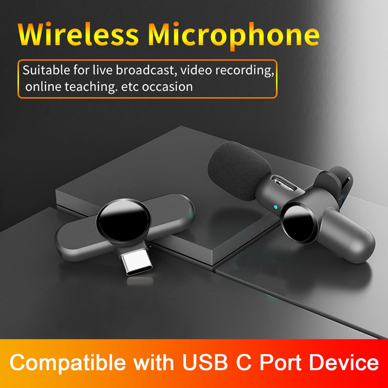 [Australia - AusPower] - Wireless Lavalier Microphone for USB C Android, Type C Wireless Mic for Video Recorde Interview Live Streaming Vlog with Noise Reduction Clear on YouTube Facebook TikTok 65FT Distance Transmission 