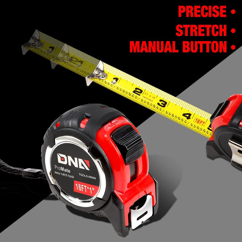[Australia - AusPower] - DNA Motoring TOOLS-00040 Heavy Duty Steel Blade Measuring Tape - 16 ft. Tape Reel with 1/8 inch Graduations, Push Button Lock 