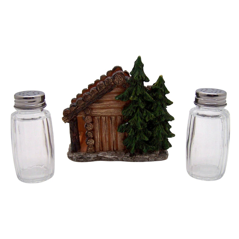 [Australia - AusPower] - Bear Outside Log Cabin Salt and Pepper Shaker Set, Shakers Included, 4 Inches 