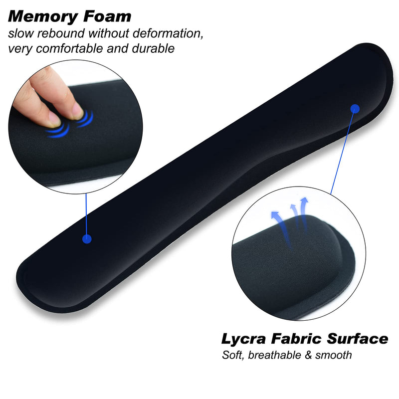 [Australia - AusPower] - Xmaxbel Keyboard Wrist Rest, Memory Foam Wrist Pad for Keyboard, Keyboard Wrist Support Cushion with Nonslip Rubber Base and Ergonomic Design (Black), 16.93 x 3.35 x 0.78 inches 
