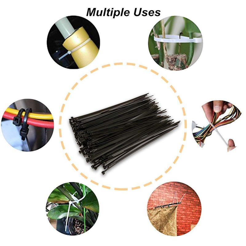 [Australia - AusPower] - NewMainOne Cable Zip Ties,500 Packs Self-Locking 4+6+8+10+12-Inch Width 0.16inch Nylon Cable Ties,Perfect for Home,Office,Garage and Workshop (Black) Black 