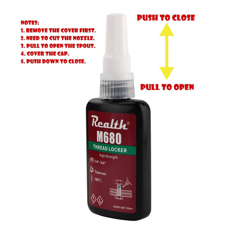 [Australia - AusPower] - REALTH Threadlocker M680 High Strength Retaining Compound Gap Sealants 50ml Bottle Green for Sealing The Cylindrical Components and Anti-Rust(M680) 