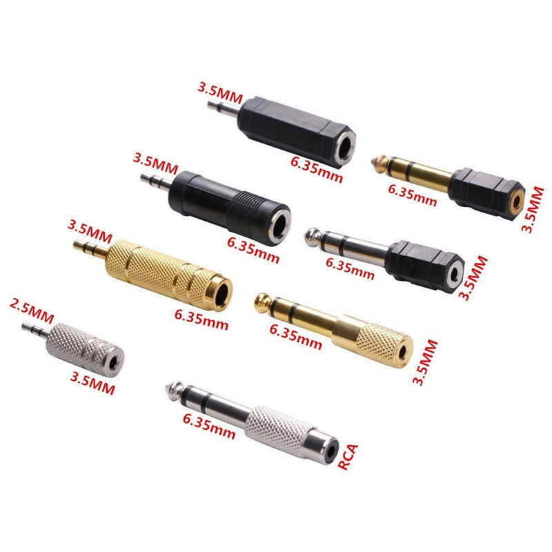 [Australia - AusPower] - Nightwolf 8 Pieces Audio Adapter Headphone Adapter Gold Stereo Adapter 6.35mm 1/4inch to 3.5mm 1/8inch 3.5 mm to 2.5mm Mic Plug Adapter Connector 