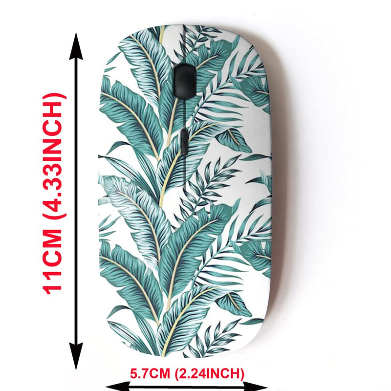 [Australia - AusPower] - 2.4G Wireless Mouse with Cute Pattern Design for All Laptops and Desktops with Nano Receiver - Tropical Banana Green Leaves 