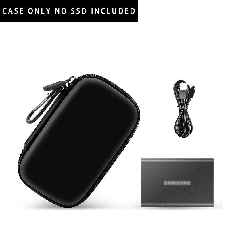 [Australia - AusPower] - Case Compatible with Samsung T7/ T7 Touch Portable SSD 1TB 2TB 500GB USB 3.2 External Solid State Drive, Travel Carrying Storage Organizer Fits for USB Cables and More Accessories (Black) Black 