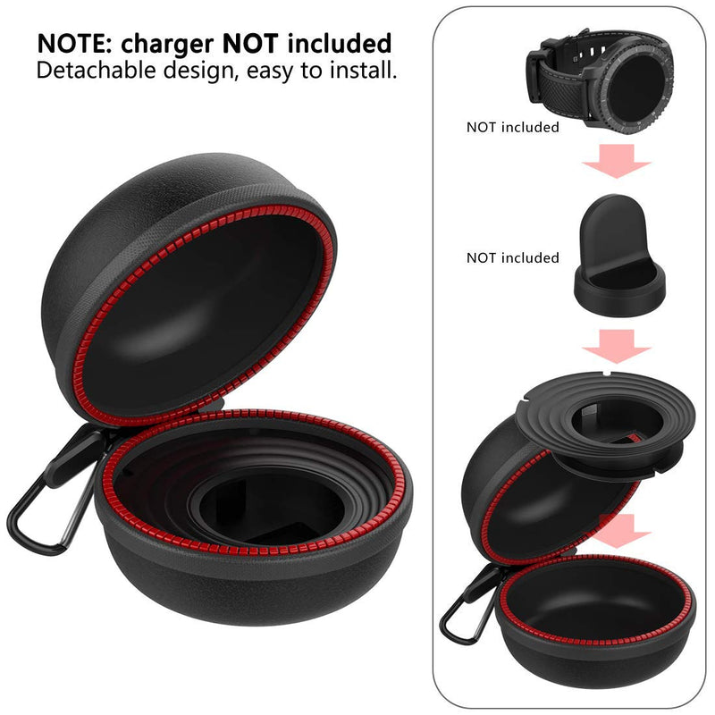 [Australia - AusPower] - Gear S3 Charger Holder, Charging Stand Dock Cradle Case Accessaries, Portable Travel Carrying EVA Protective Docking Station for Samsung Gear S3 Frontier Classic Watch, Black 