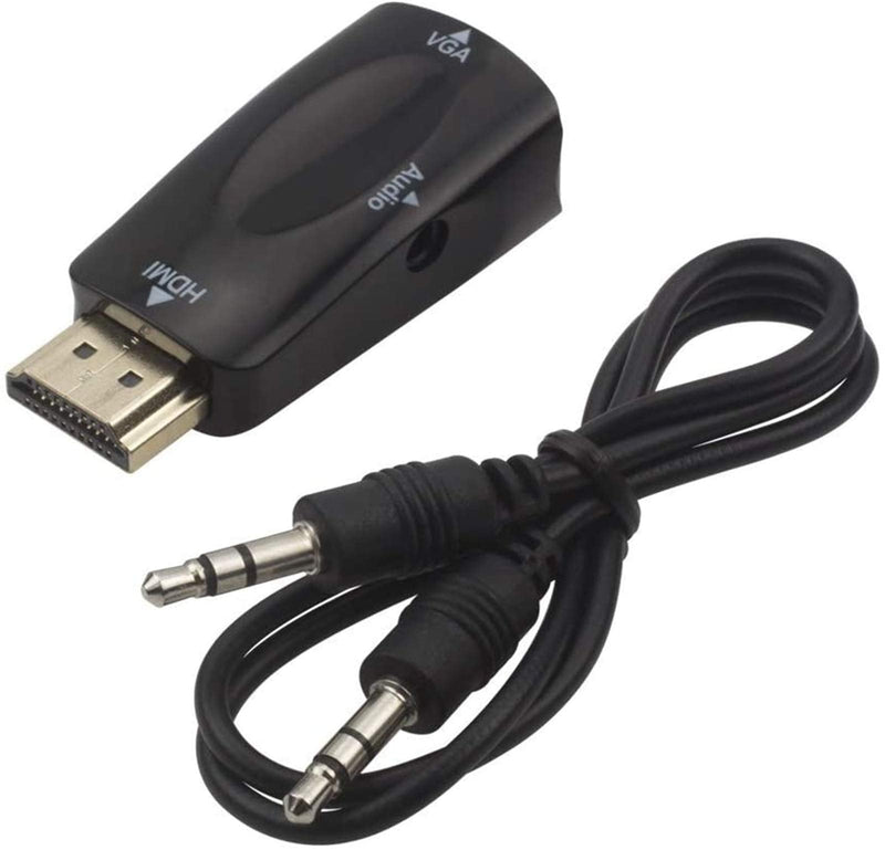 [Australia - AusPower] - HDMI to VGA Adapter Converter with 3.5mm Audio Jack Cable,4K HDMI to VGA Converter Male to Female Gold-Plated Connector for Laptop,PC, Desktop,Monitor, Projector,HDTV,DVD HDTOVGA3.5 