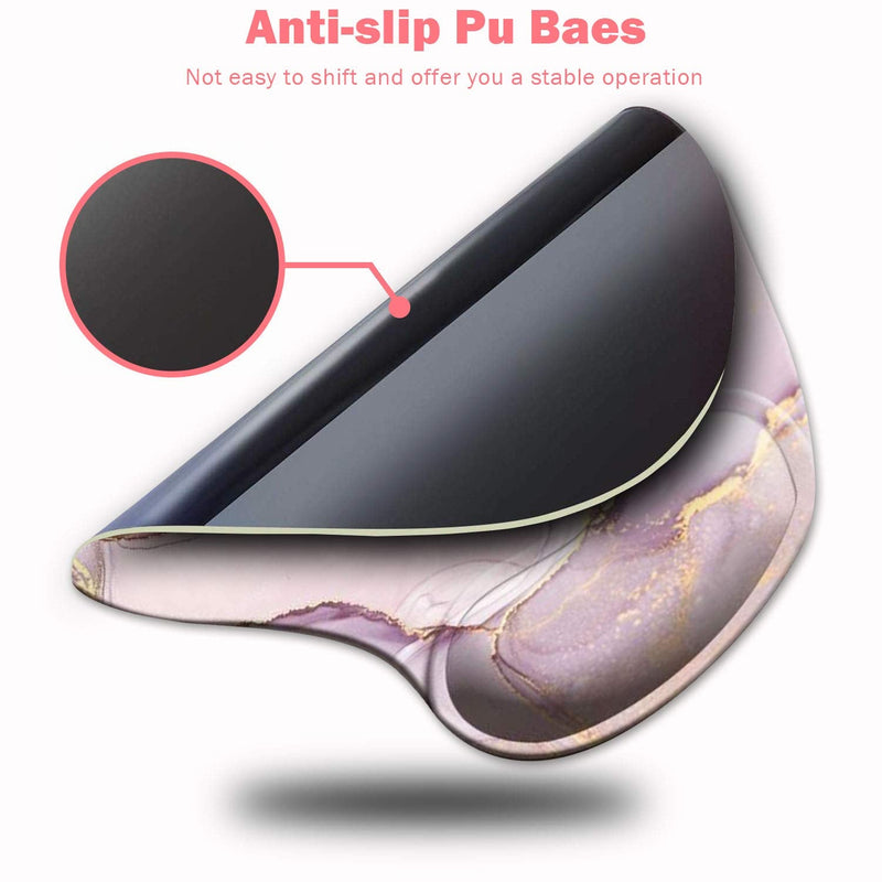 [Australia - AusPower] - Dooke Ergonomic Mouse Pad with Wrist Support, Cute Mouse Pads with Non-Slip PU Base for Home Office Working Studying Easy Typing & Pain Relief Rose Gold Marble ‎Glitter Marble 