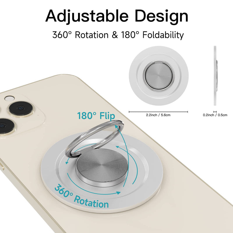 [Australia - AusPower] - Doter Magnetic Phone Grip Ring Holder for iPhone 12 13 Mini Pro Max, Adjustable Finger Ring Holder Compatible with MagSafe Accessories,Removable and Wireless Charging Compatible Silver 