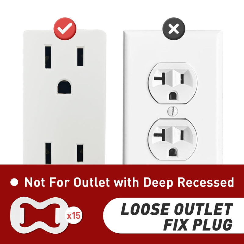 [Australia - AusPower] - Loose Outlet Fix Plug - Ensure Secure Connection for Power Plugs - Socket Extender Prevents Loose Socket Issues - Easily Fix Loose Outlets - Won't Fall Out or Cut Off Electricity - 15 Packs 