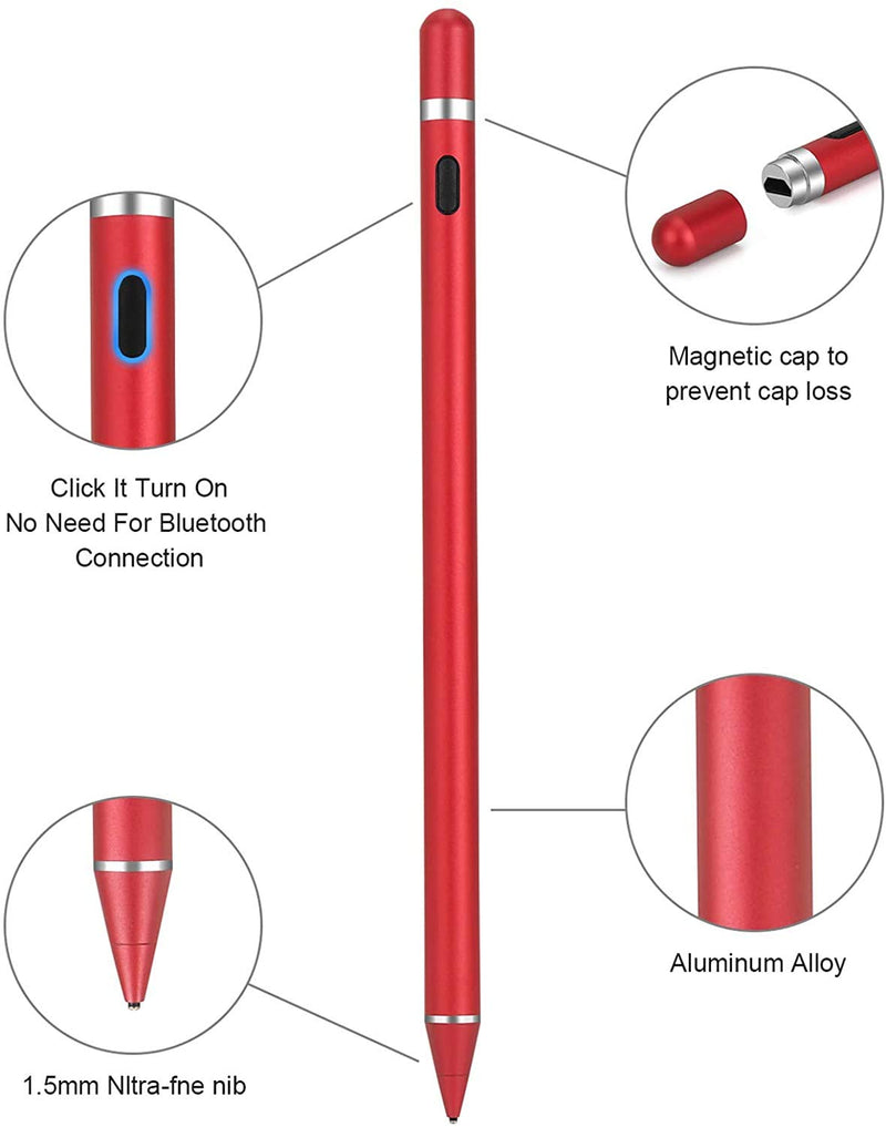 [Australia - AusPower] - Stylus Pen Pencil 1st Generation Gen Replacement Compatible for Apple iPad Pro 1st & 2nd iPad 6th & 7th iPad Mini 5th iPad Air 3rd Gen Generation and iOS Android Capacitive Tablet Touch Screen (Red) Red 