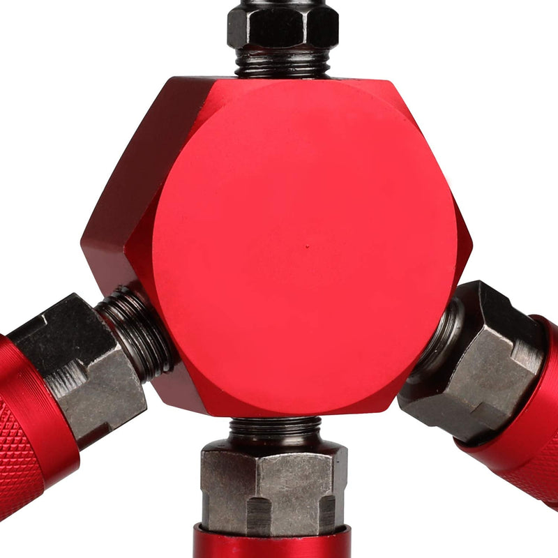 [Australia - AusPower] - Hromee 3-Way Air Manifold 4 Ports Aluminum Industrial Flat Hex Quick Connect Air Hose Splitter with 3 Steel Couplers and 1/4" Male NPT Plug 
