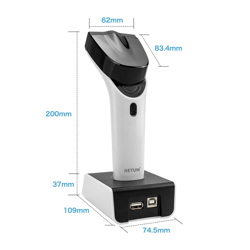 [Australia - AusPower] - NETUM Fashionable Bluetooth Wireless 1D Barcode Scanner, Hands Free CCD Barcode Reader with Stand and Built-in Memory, Works with MAC OS, Windows, iOS, Android, Transfers Up to 50 Meters DS5000 