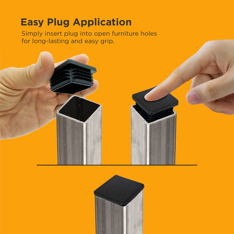 [Australia - AusPower] - Prescott Plastics 3/4" - 0.75" Square Plastic Hole Plugs, Inserts, Black End Caps for Metal Tubing, Fences, Glide Protection from Chair Legs and Furnitures (10 Pack) 10 